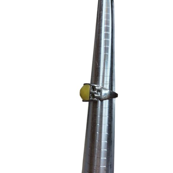 Vintage Multifaceted Yellow Glass Silver Toned Ring Size‎ 6.5 - Picture 8 of 9